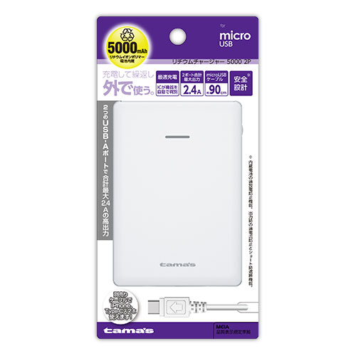 ﾘﾁｳﾑﾁｬｰｼﾞｬｰ5000 2P microUSB　