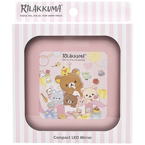 リラックマコンパクトLEDミラー ピンク　