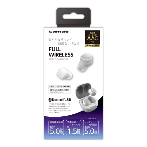 Bluetoothフルワイヤレスイヤホン ホワイト