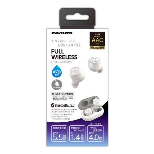 Bluetoothフルワイヤレスイヤホン ホワイト